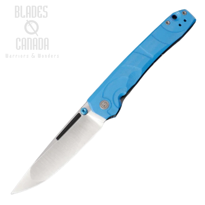 Petrified Fish Ripple Folding Knife, 14C28N Satin, G10 Bright Blue, PFP11BS